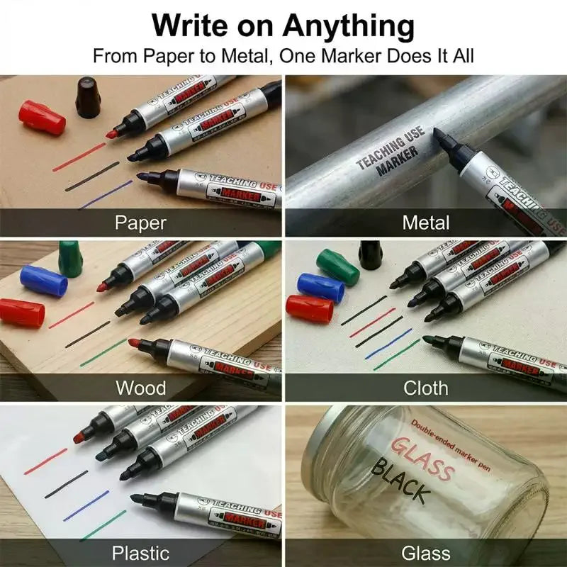 Dual Tip Permanent Marker | Oil-Based Waterproof Multi-Surface Permanent Marker QXL