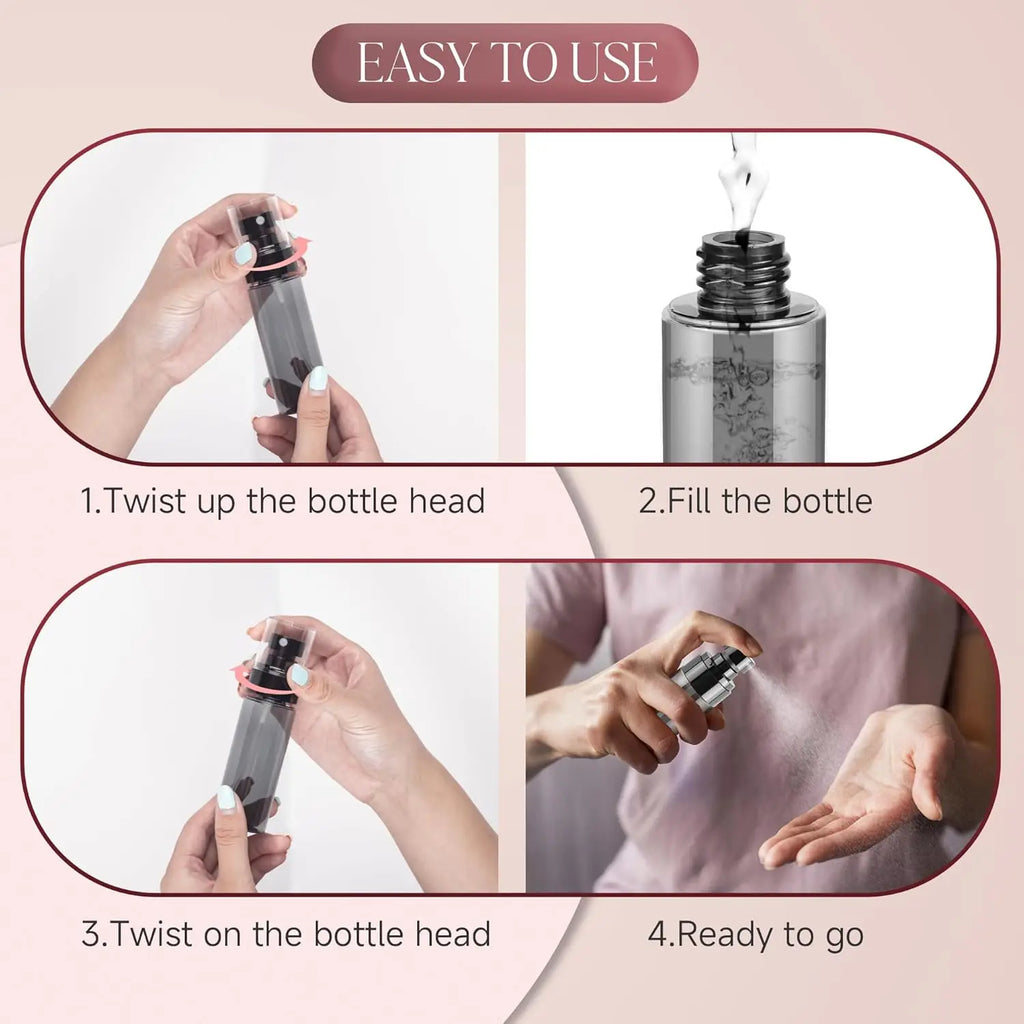 4-Pack 1oz Black Fine Mist Mini Spray Bottles | Travel Refillable Travel Spray Bottles QXL
