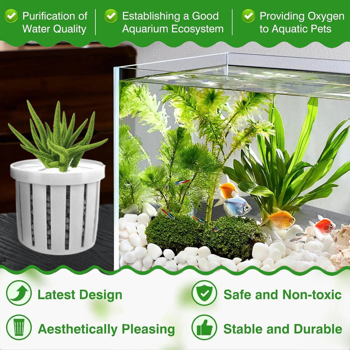 4-Pack Aquarium Plant Basket Pots | Fish Tank Hydroponic Holder Aquarium Plant Basket QXL