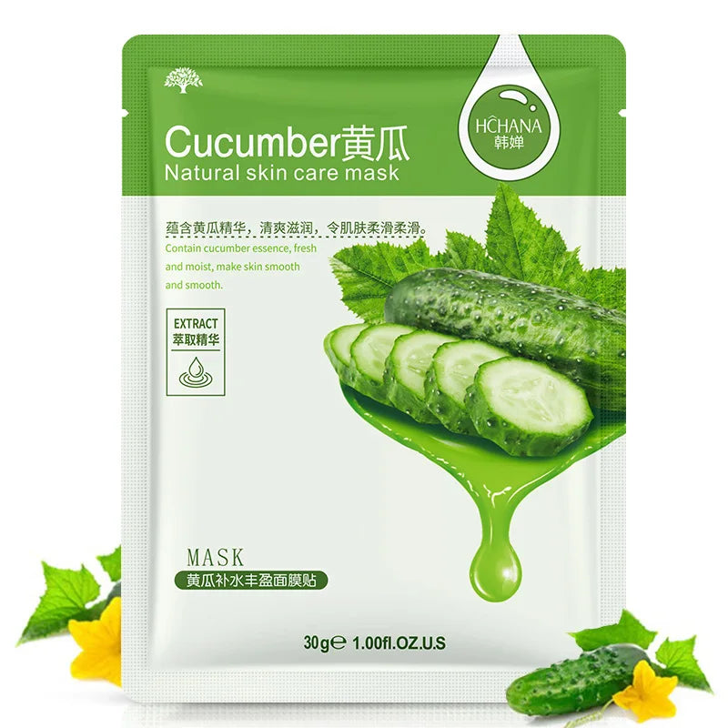 SADOER 10-Pack Korean Sheet Masks | Aloe & Plant Extract Sheet Face Mask QXL Cucumber