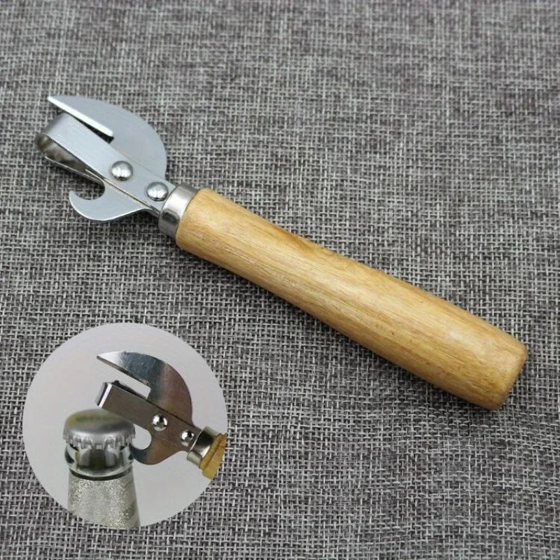 3-in-1 Stainless Steel Can & Bottle Opener | Wood Handle Can & Bottle Opener QXL