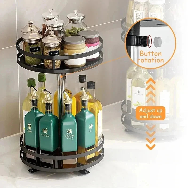 360° Rotating 3-Tier Spice Rack | Carbon Steel Lazy Susan Rotating Spice Rack QXL