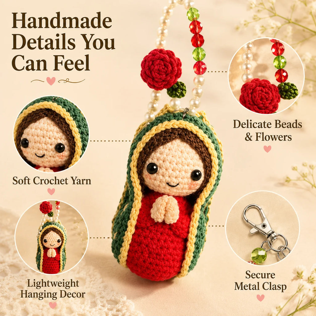 Handmade Crochet Doll Car Mirror Pendant | Cute Knit Ornament Car Hanging Ornament QXL