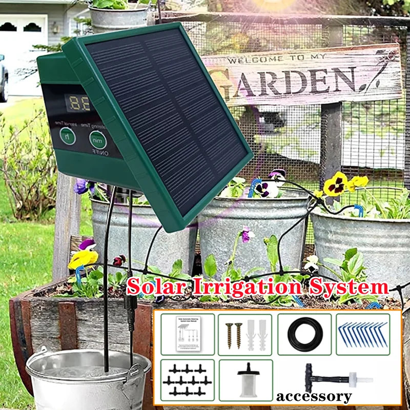 Solar Drip Irrigation System – 10M Auto Garden Watering Kit Drip Irrigation Kit QXL