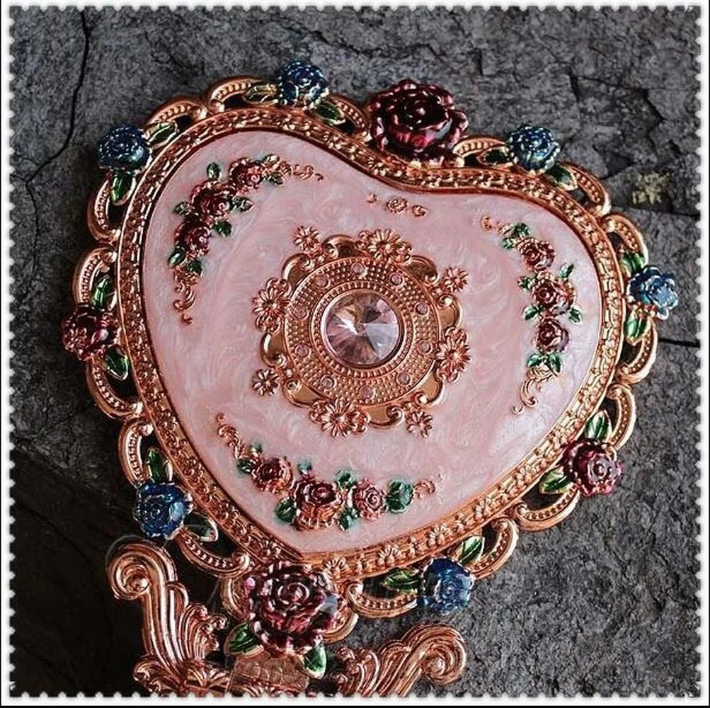 Vintage Heart Hand Mirror & Comb Set | Elegant Gift Box Vanity Mirror Set QXL