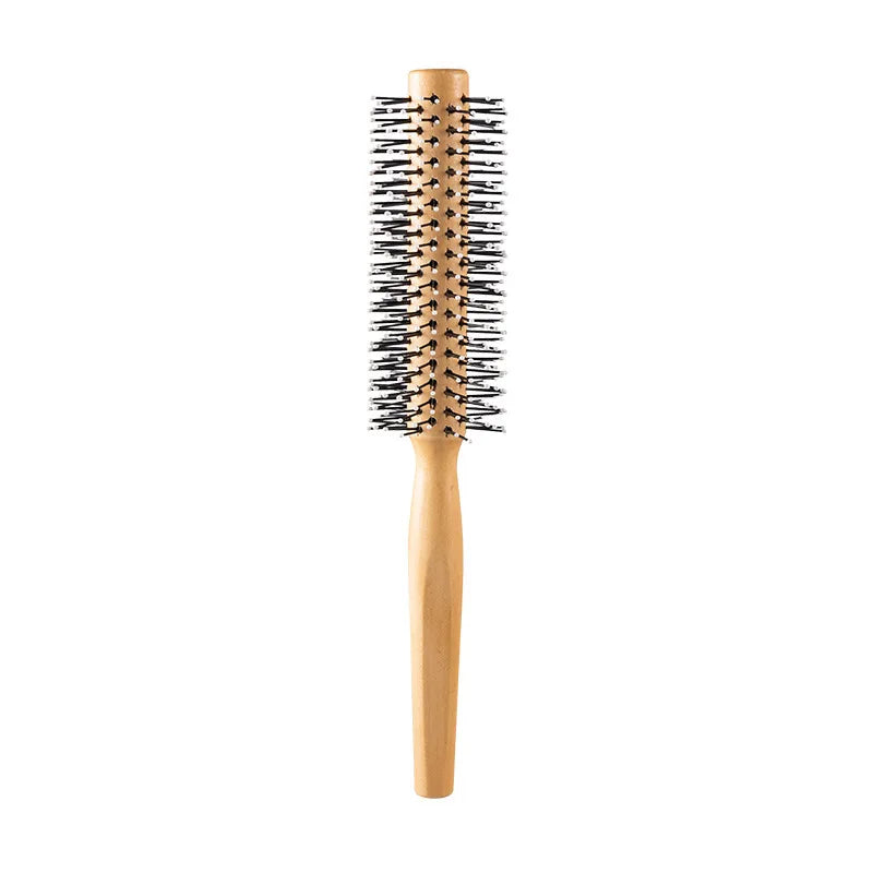 Wooden Handle Round Roller Comb | Nylon Teeth for All Hair Types Round Roller Comb QXL B2