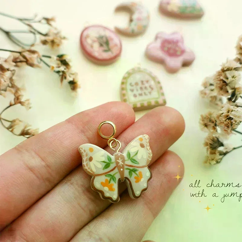 Bow Moon Drip Oil Copper Pendant | Colorful Plated Charm Fashion Jewelry Pendant QXL