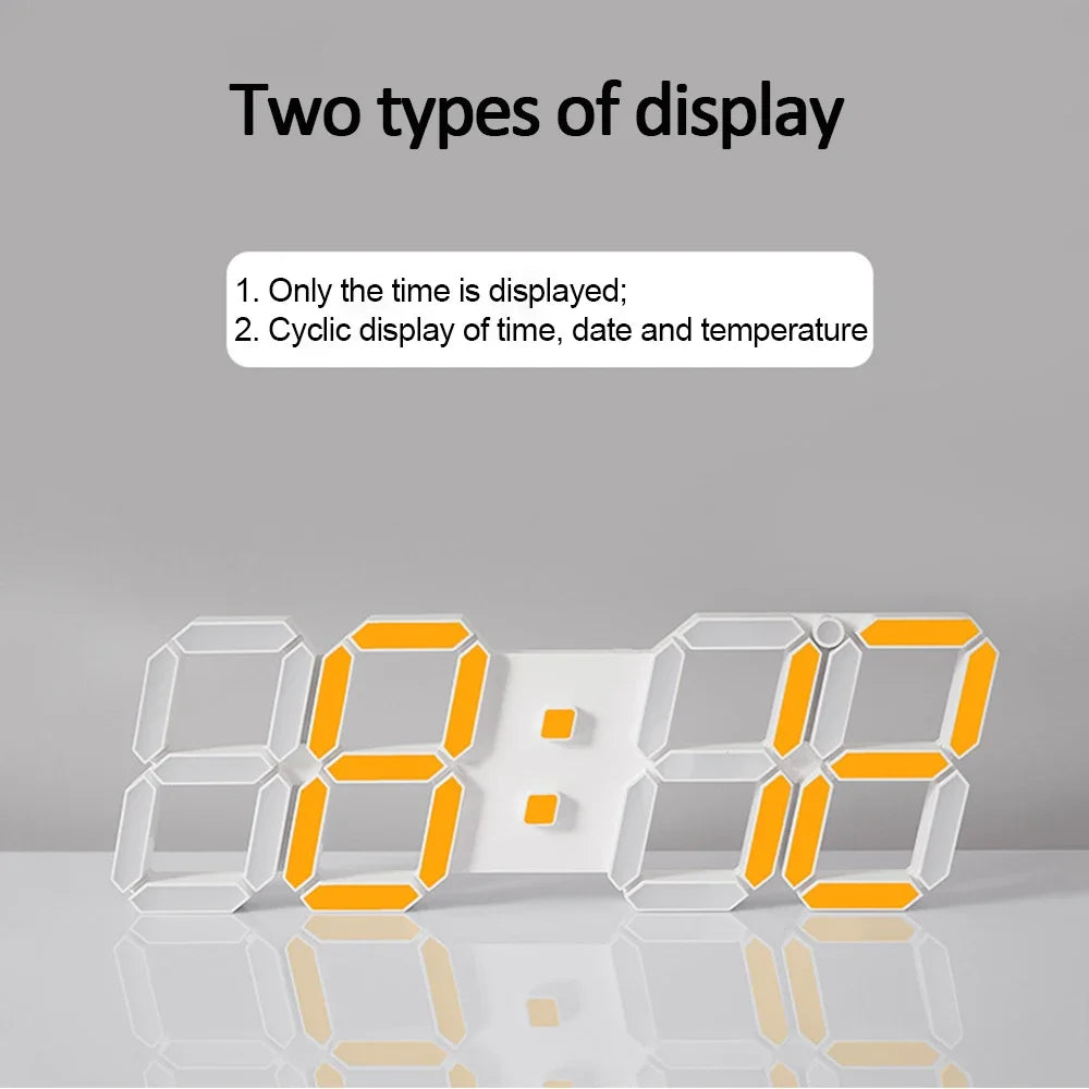 3D LED Digital Wall Clock with Remote Control & Timer LED Wall Clock QXL