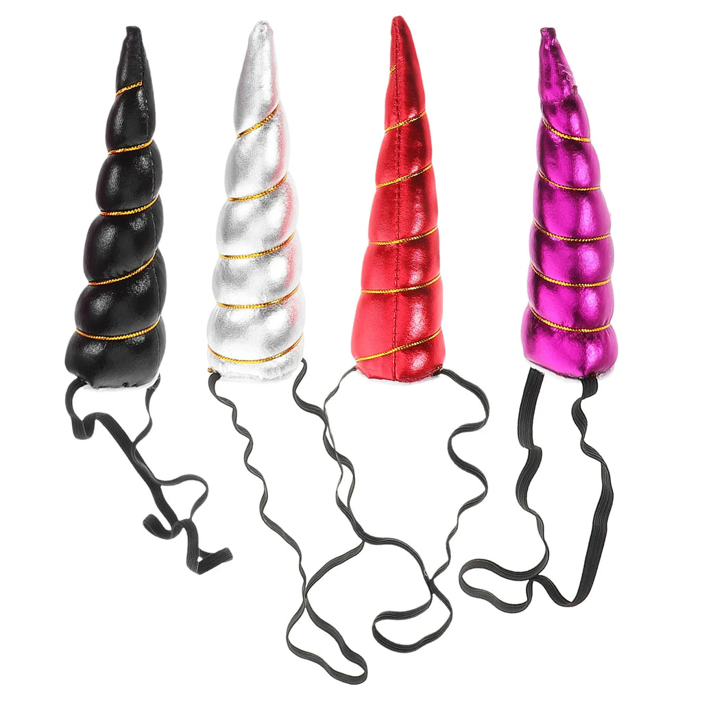 4-Pack Unicorn Horn Headbands | Party Cosplay Hair Accessories Costume Headband Set QXL