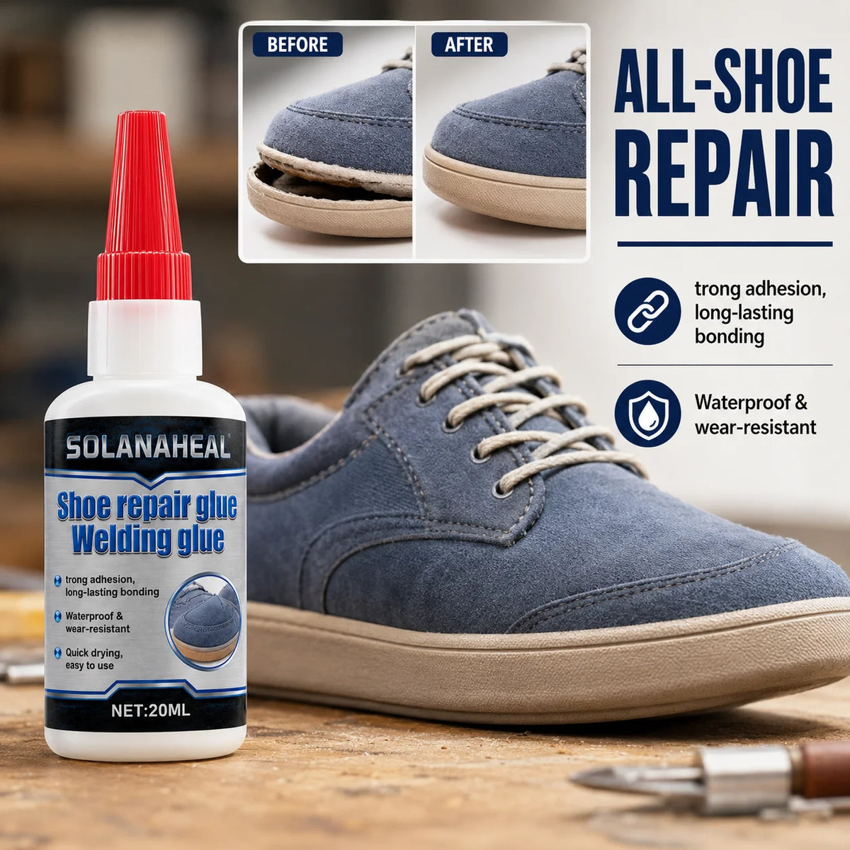 Waterproof Shoe Repair Glue | Strong Adhesive for Sneakers Shoe Repair Glue QXL