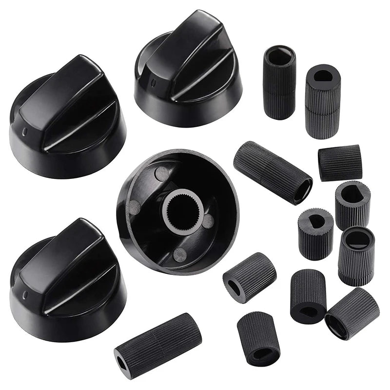 4-Pack Universal Gas Stove Control Knobs | Oven & Hob Fit Stove Replacement Knobs QXL Black