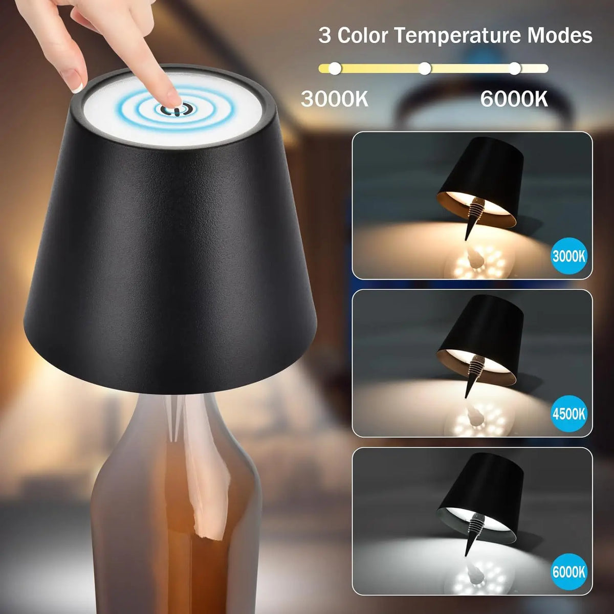Wireless LED Bottle Lamp | Touch Control Rechargeable Light LED Bottle Lamp QXL