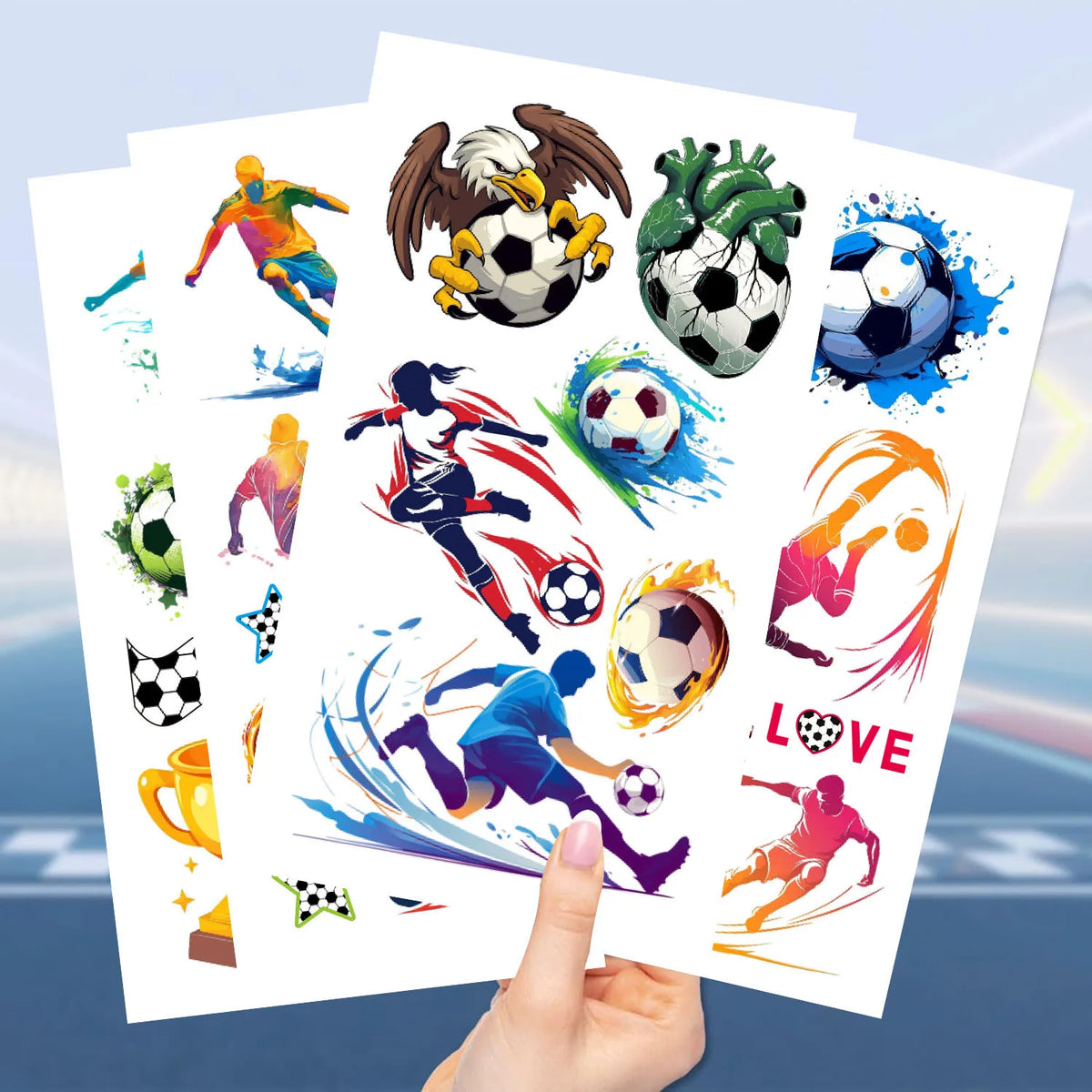 10-Sheet Soccer Temporary Tattoo Stickers | Waterproof Football Temporary Tattoo Stickers QXL