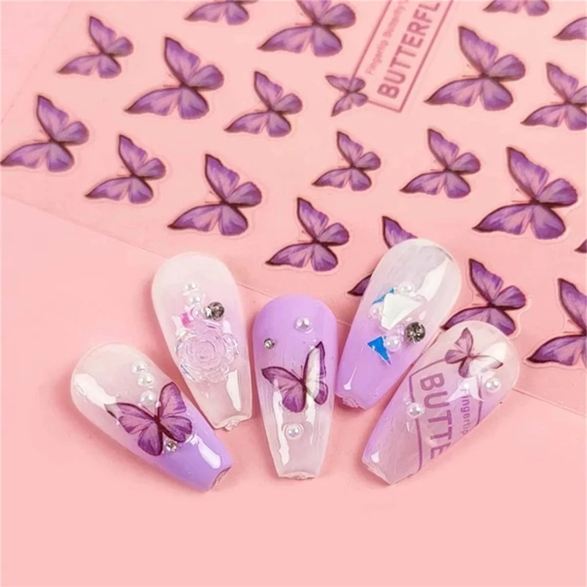 5D Butterfly Nail Art Stickers | Kawaii DIY Decal Sliders Nail Art Stickers QXL