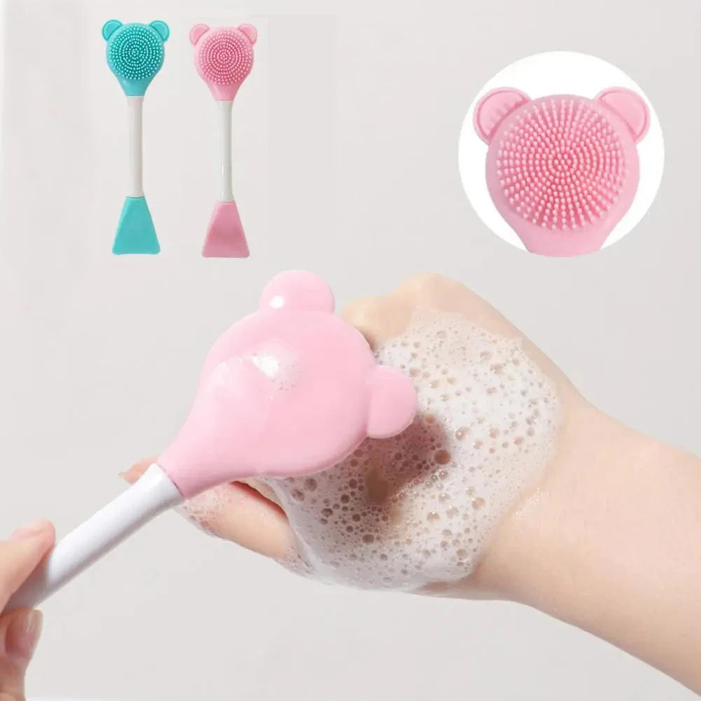 Bear Double-Ended Silicone Face Cleansing & Mask Brush Facial Cleansing Brush QXL