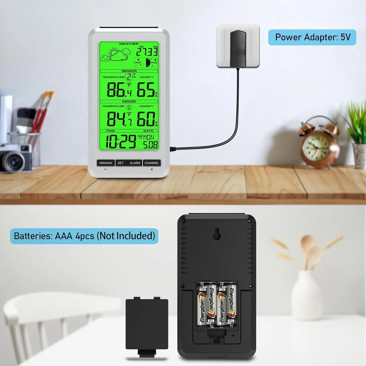 Wireless Weather Station | Thermometer, Humidity & Moon Phase Wireless Weather Station QXL