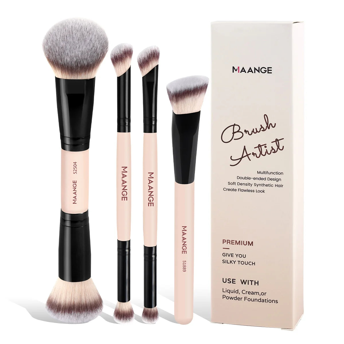 MAANGE 4-Pc Double-Ended Kabuki Makeup Brush Set Makeup Brush Set QXL
