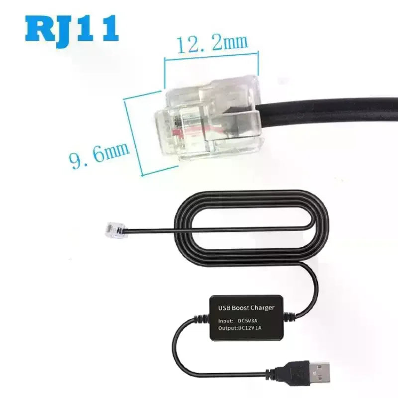 USB to RJ11 DC5521 Radar Detector Power Cable 1.5M Radar Detector Cable QXL