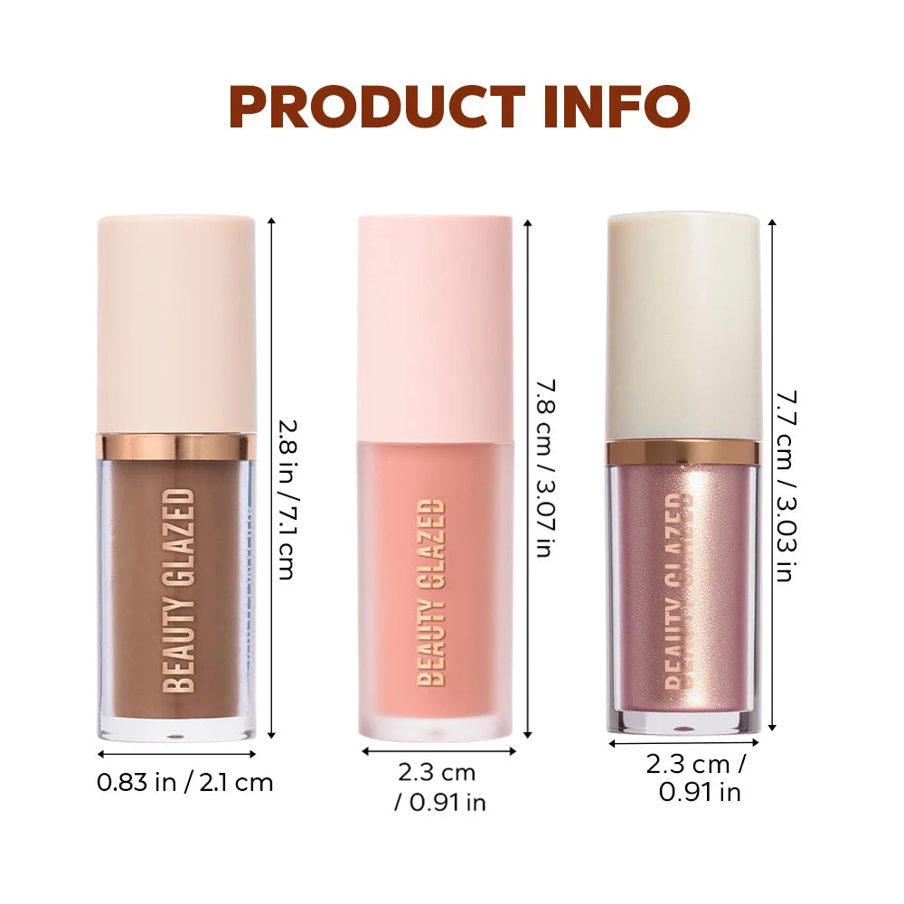 3-Piece Liquid Contour, Highlighter & Blush Makeup Set Liquid Makeup Set QXL