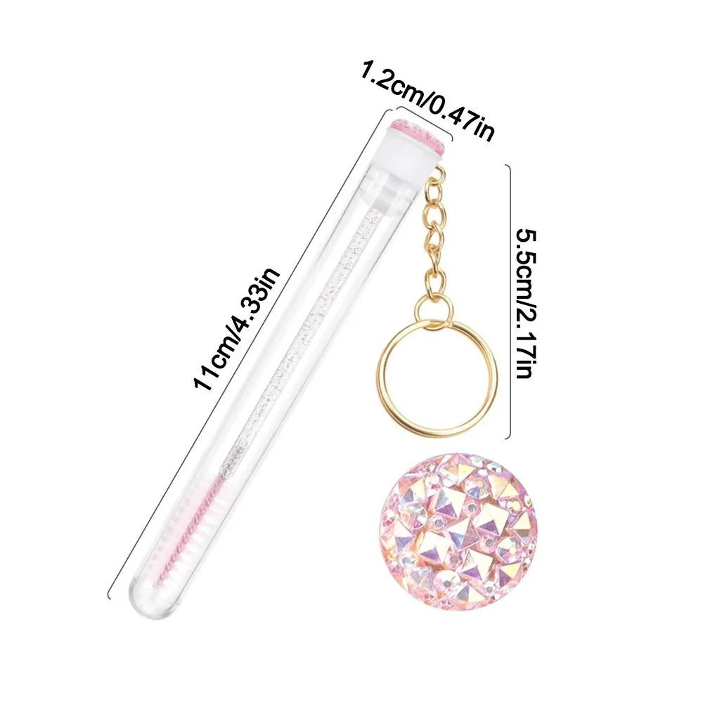 Reusable Mascara Wand & Eyelash Brush with Keychain Tube Case Eyelash Brush Set QXL