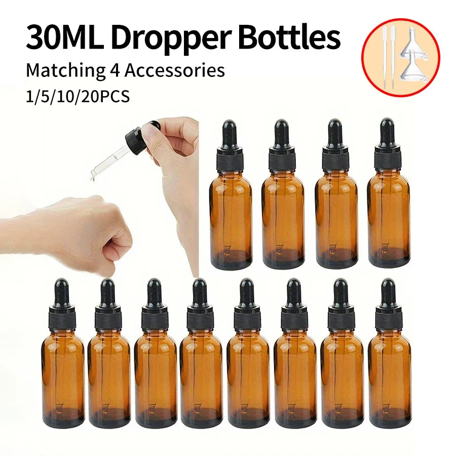 Amber Glass Dropper Bottles | Essential Oil & Perfume Refill Glass Dropper Bottles QXL