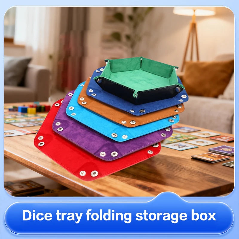 Foldable PU Leather Hexagon Dice Tray | Tabletop Game Tray Dice Rolling Tray QXL