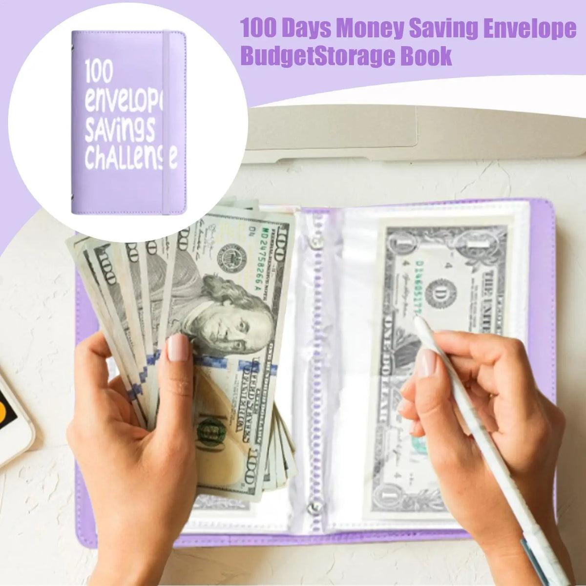 100 Envelope Challenge Binder | Cash Budget Savings Organizer Budget Savings Binder QXL
