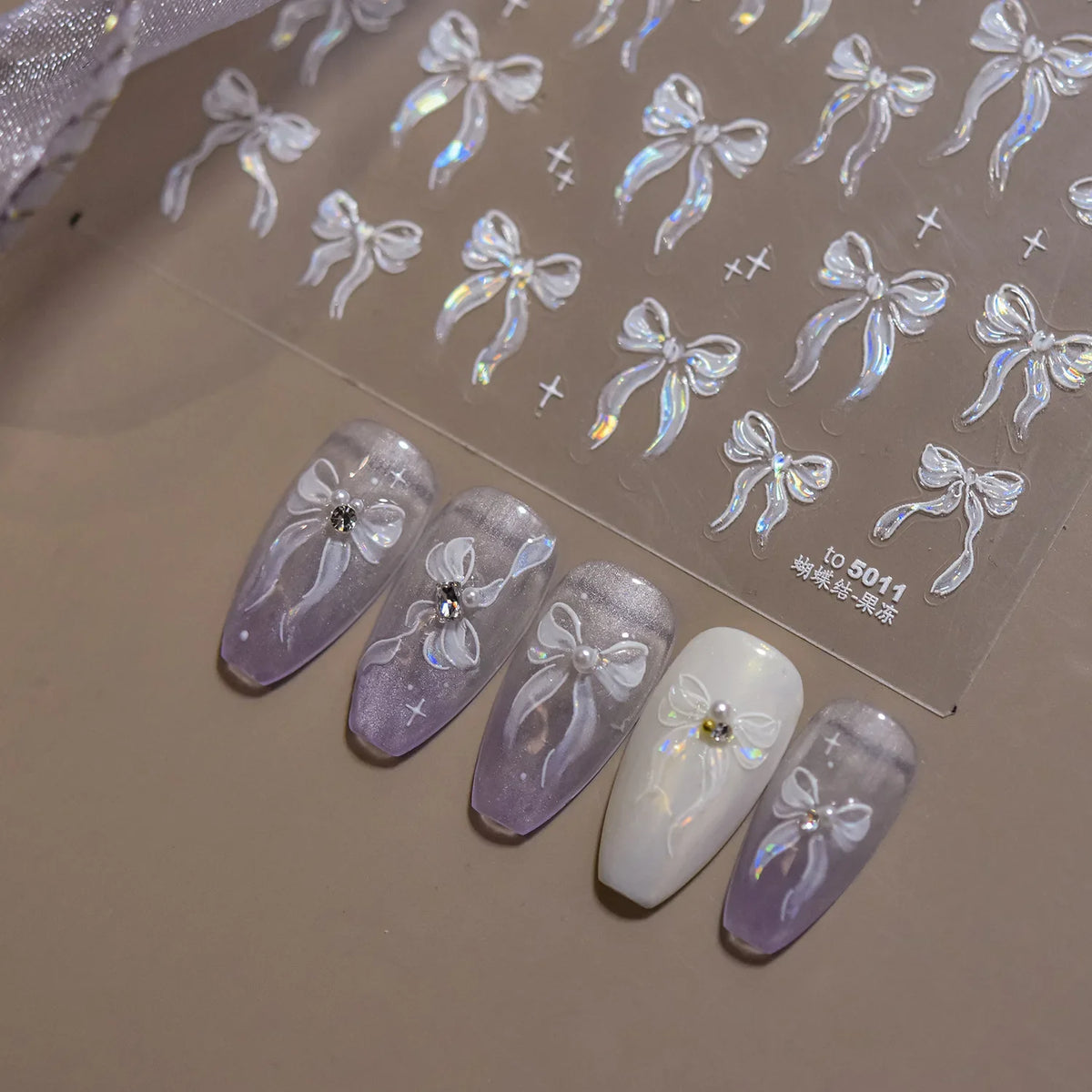 5D Bowknot Ribbon Jelly Nail Art Stickers | Manicure Decals Nail Art Stickers QXL
