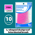 10-Pack L-Shaped Interdental Brushes | Disposable PP Picks Interdental Brush QXL PINK-1PCS