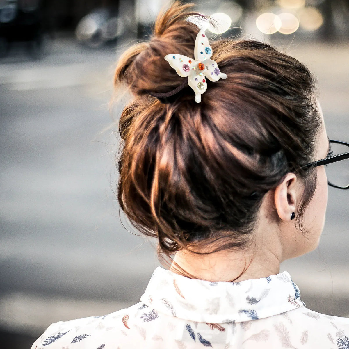 Rhinestone Butterfly Hair Ties – Elastic Ponytail Holders Butterfly Hair Ties QXL