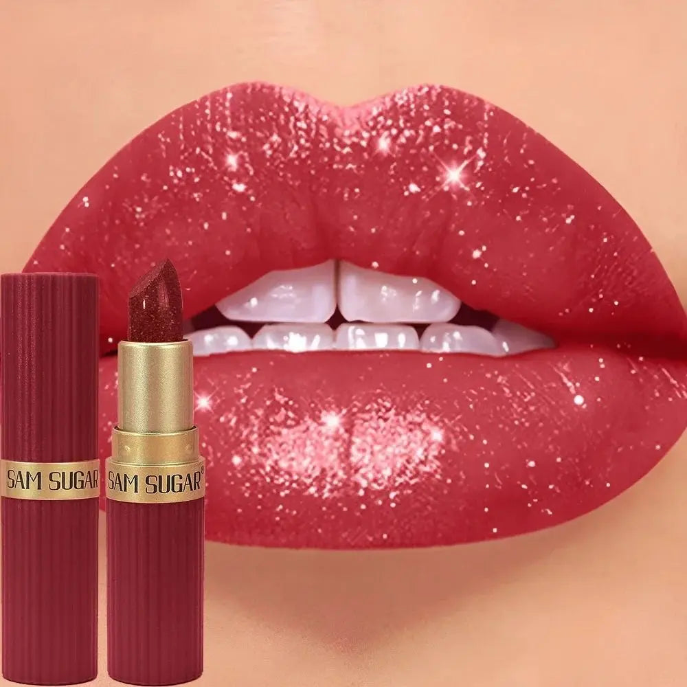 Waterproof Glitter Lipstick | Long-Lasting Matte Lip Color Glitter Lipstick QXL