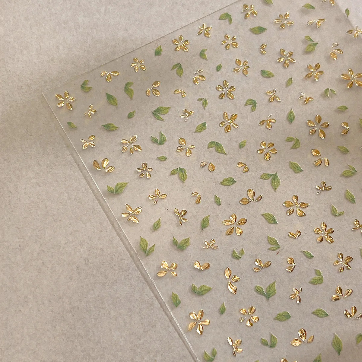 5D Golden Green Leaf & Flower Nail Art Stickers | Adhesive Decals Nail Art Stickers QXL