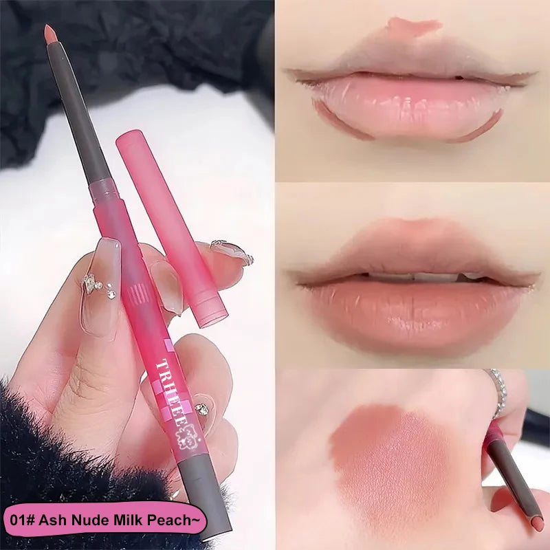 Double-Ended Matte Lip Liner Pencil with Brush | Nude & Pink Lip Liner Pencil QXL 01
