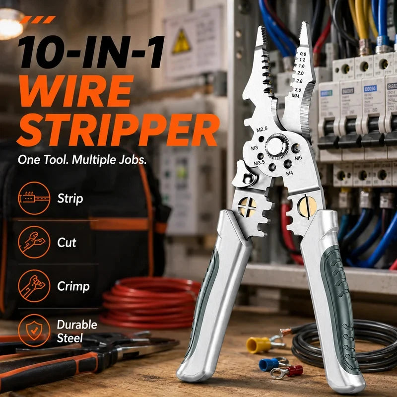 8.5" Stainless Steel Electrical Pliers – Wire Stripper & Crimper Electrical Pliers QXL