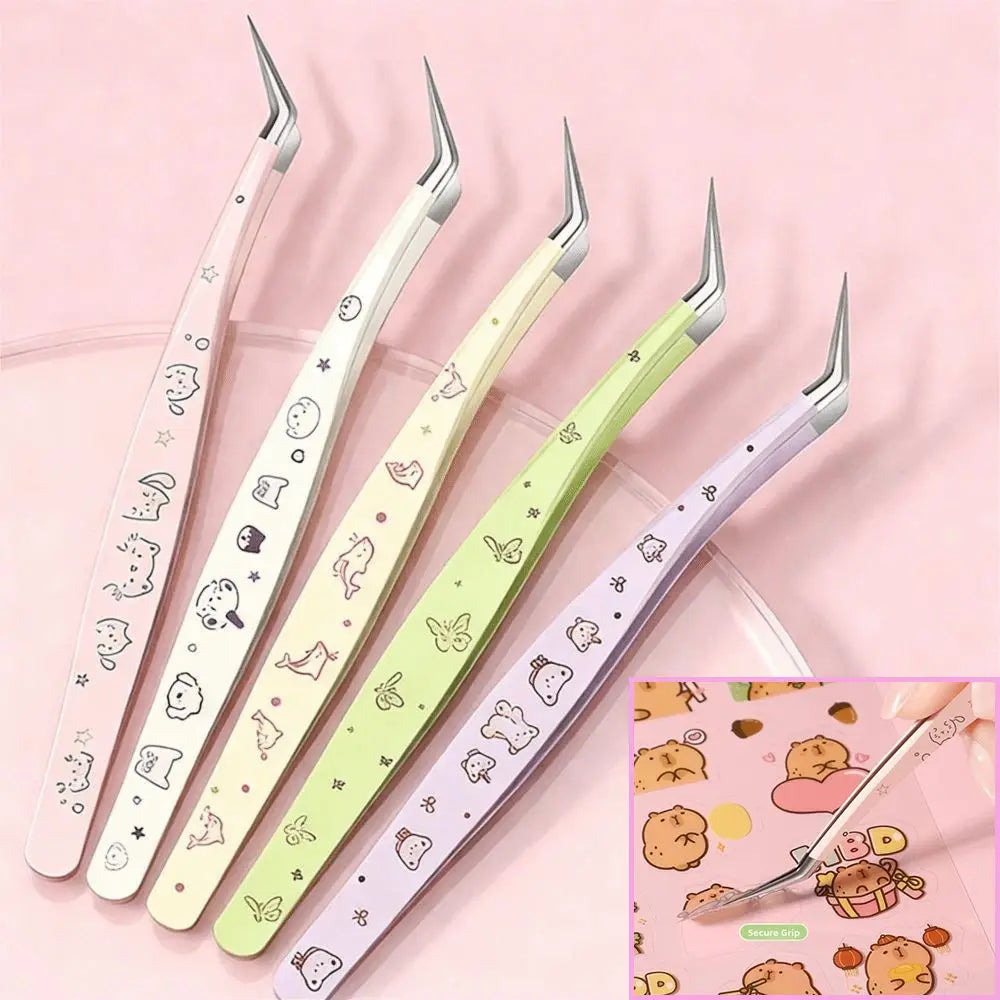 Stainless Steel Lash Tweezers Anti-Static + Leather Case Lash Extension Tweezers QXL