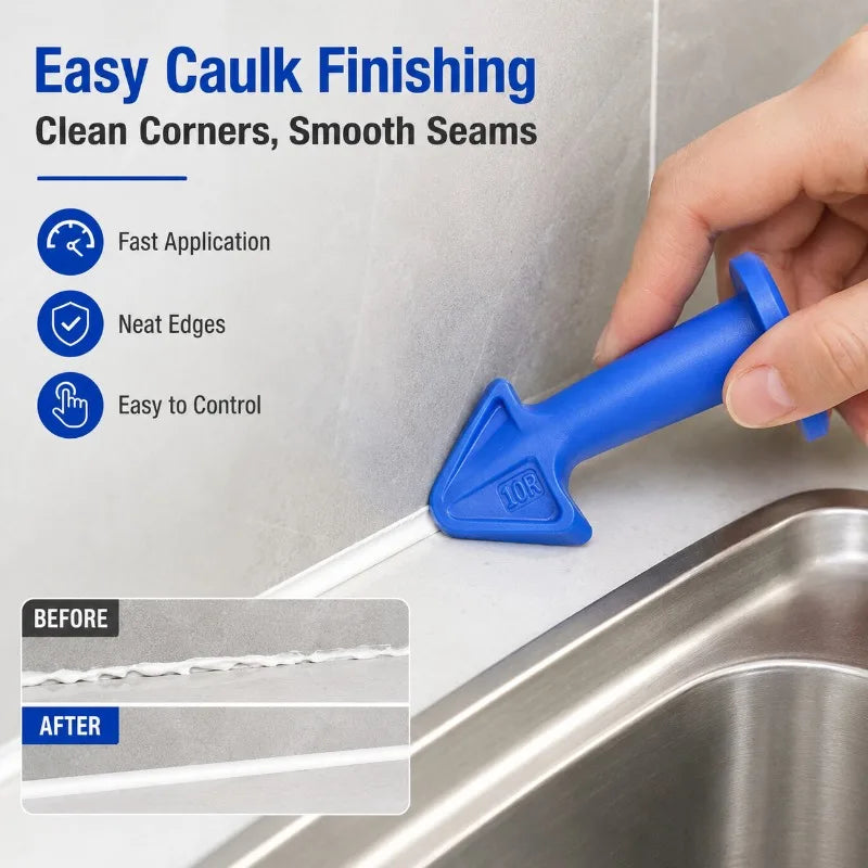 3-Piece Caulk Finishing Tool Kit | 6.5R 10R 13R Sealant Smoother Caulk Finishing Tool QXL