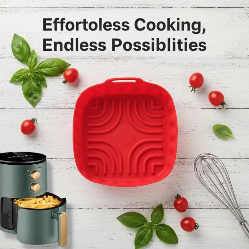 Foldable Silicone Air Fryer Basket Liner | Non-Stick Reusable Silicone Basket Liner QXL