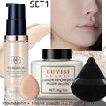 4-Pc Face Base Set: Foundation, Loose Powder & Puffs Foundation Makeup Set QXL set 1
