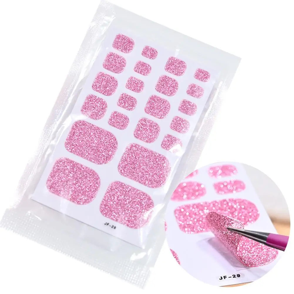 Gradient Glitter Toenail Polish Strips – 22 Full Cover Wraps Toenail Polish Strips QXL