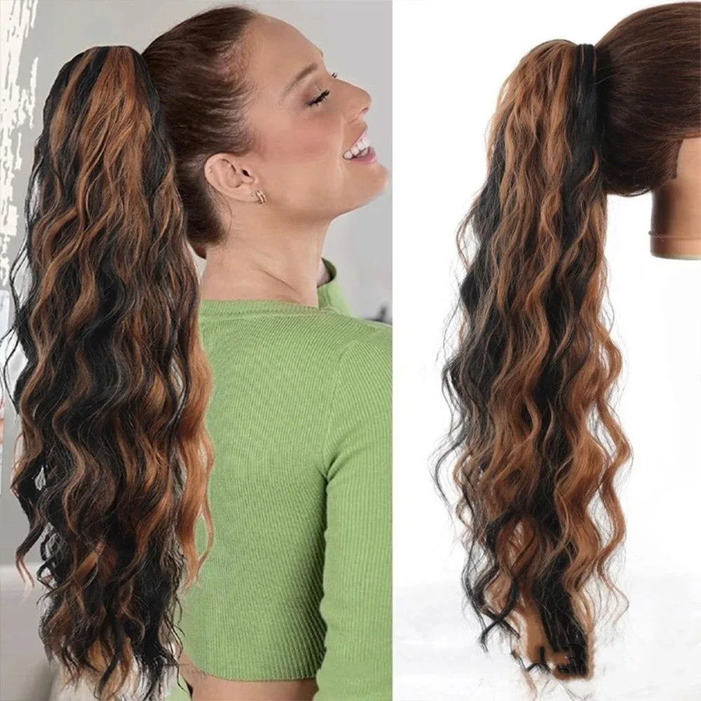Clip-In Synthetic Ponytail Extension | Long Wavy Curly 66cm Clip-In Hair Extension QXL 06