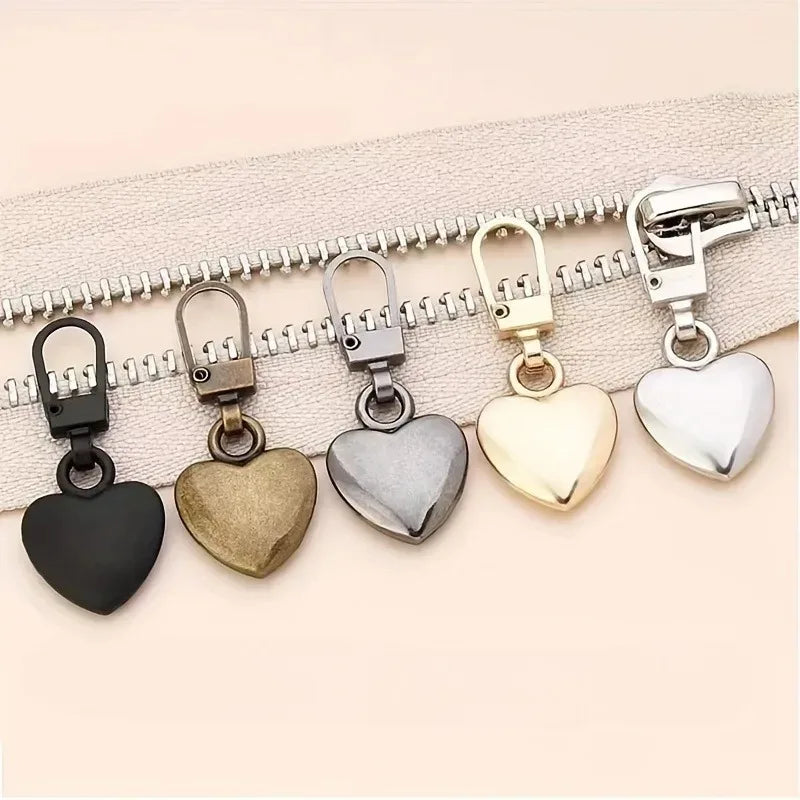10-Pack Metal Love Heart Zipper Sliders for Jackets & Clothes Zipper Sliders QXL