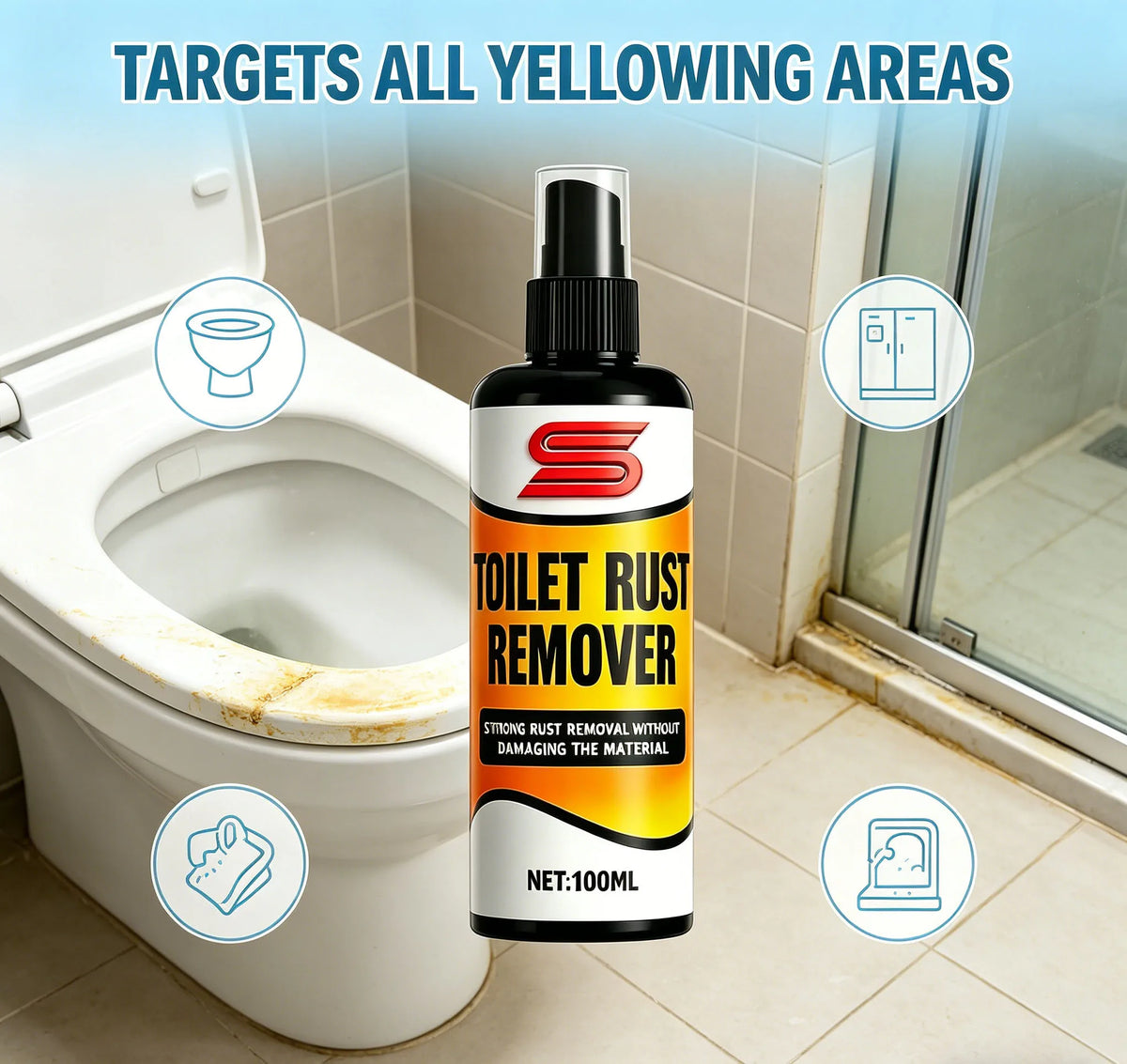 Ceramic & Porcelain Rust Remover Spray – Toilets & Sinks Rust Remover Spray QXL