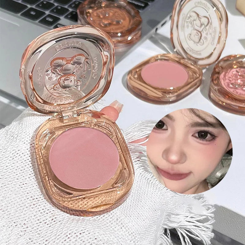 Bear Blush Matte Face Powder – Brightening Blush Compact Matte Blush Powder QXL