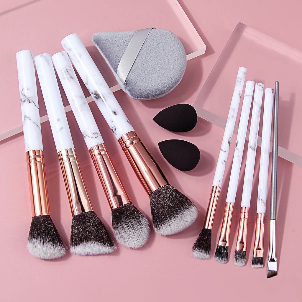 KOSSHOW 12-Pc Makeup Brush Kit with Sponge | Face & Eye Set Makeup Brush Set QXL