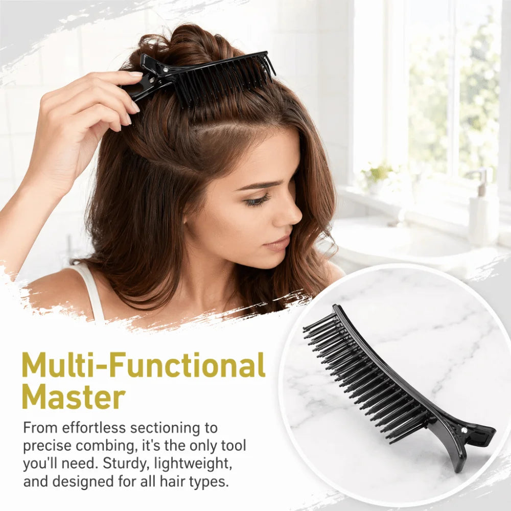 2-Pack Black Hair Sectioning Clip Combs | Salon Styling Hair Sectioning Clips QXL