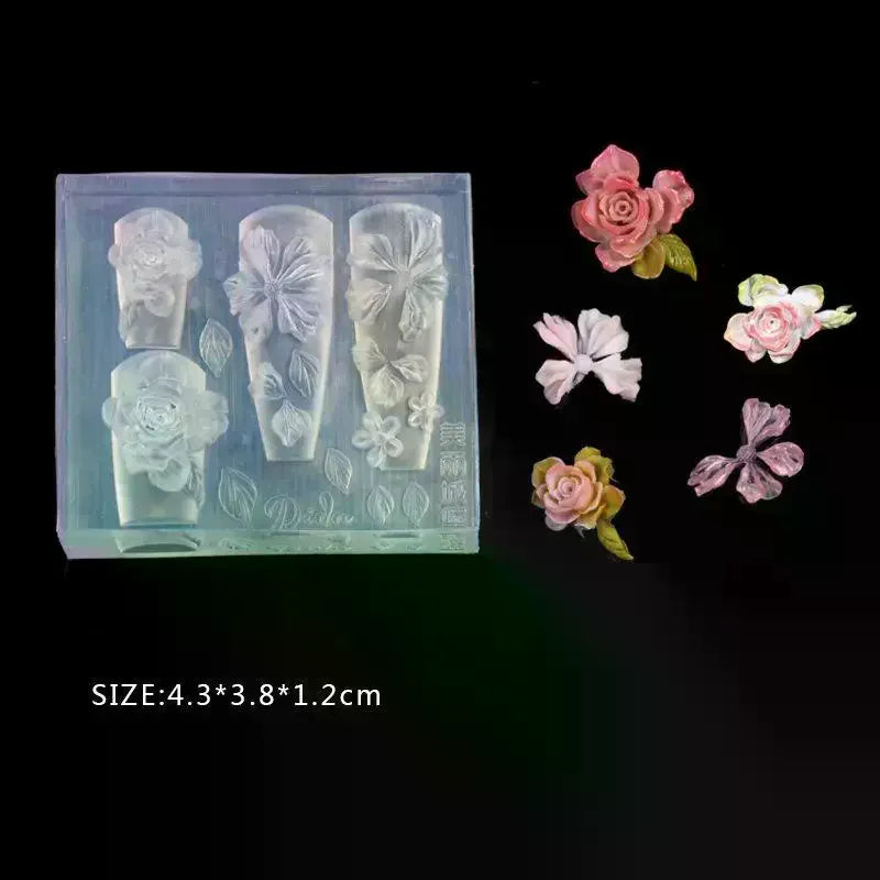 3D Rose Ice Flower Silicone Nail Art Carving Mold | YOVIP Silicone Nail Mold QXL