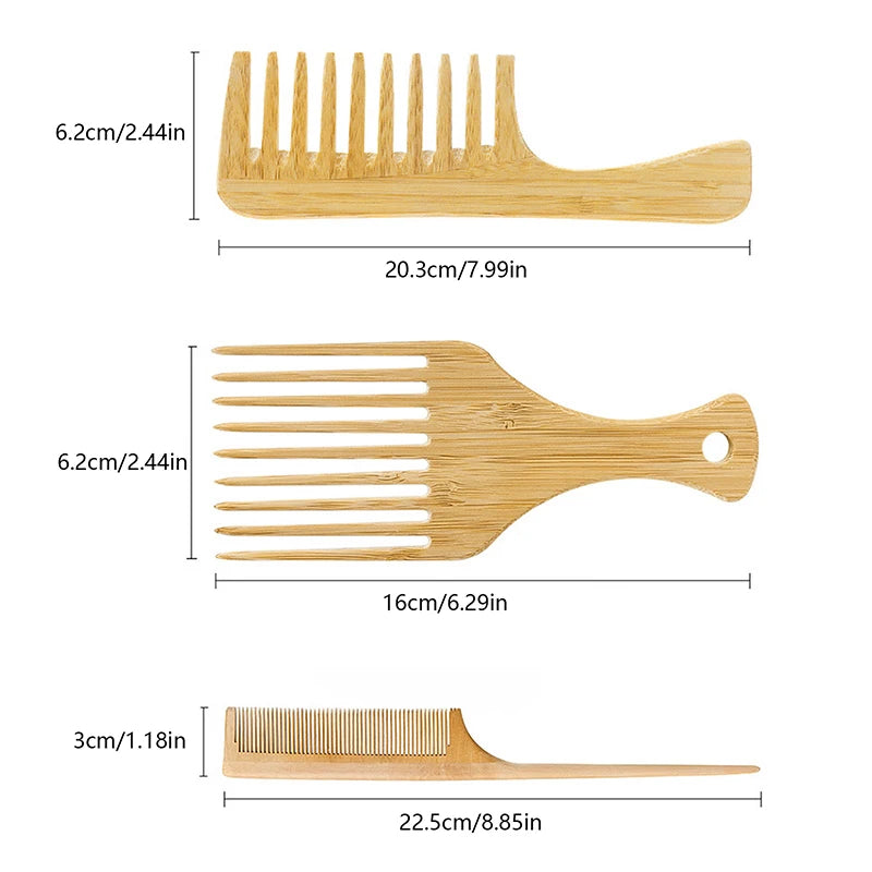 Bamboo Wide-Tooth Hair Comb | Antistatic Detangling Tool Bamboo Hair Comb QXL