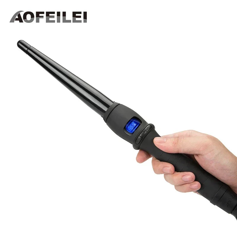 Ceramic Cone Hair Curling Iron | Big Waver with Gloves Cone Hair Curler QXL