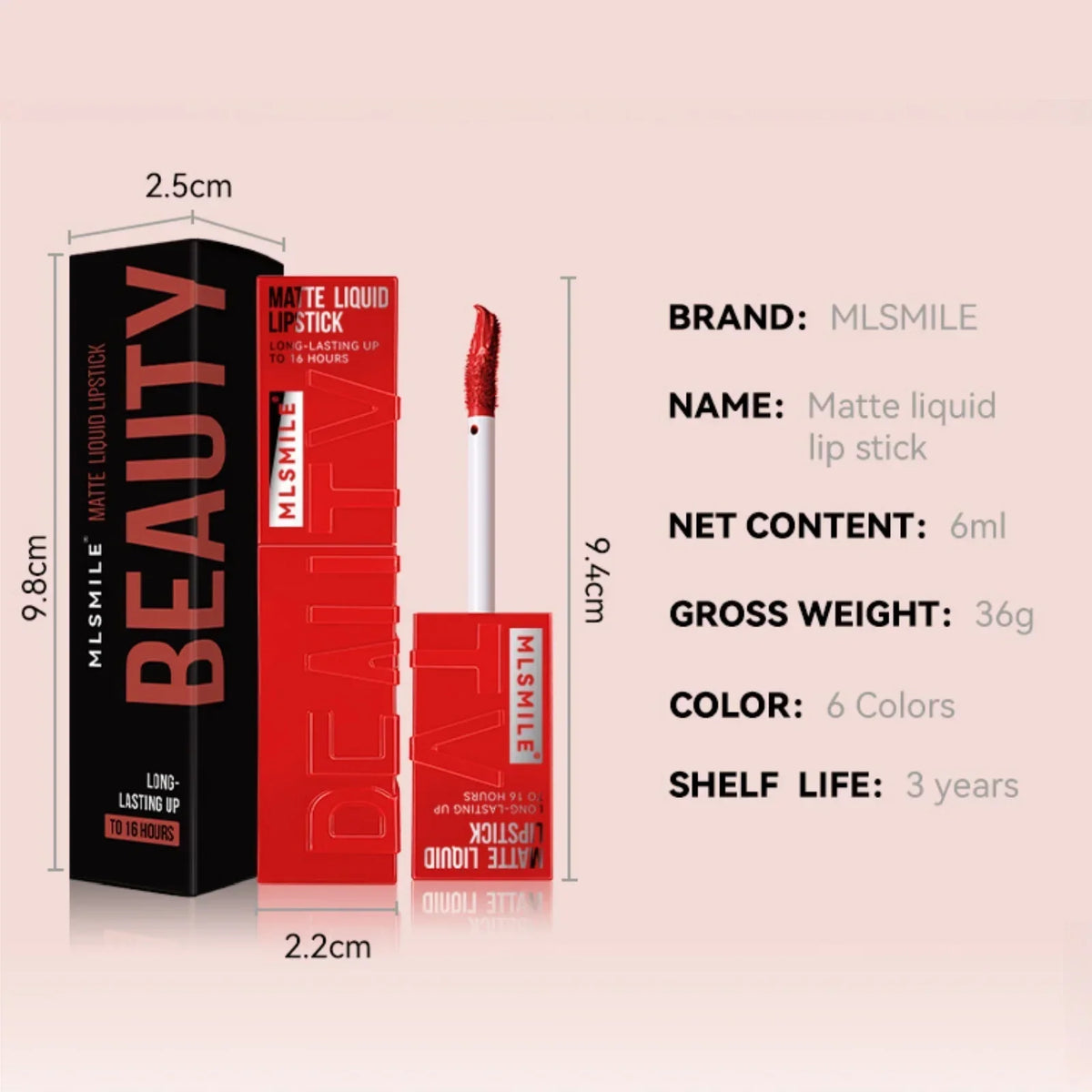 MLSMILE 6-Color Velvet Matte Liquid Lipstick | Long-Lasting Lip Tint Liquid Matte Lipstick QXL