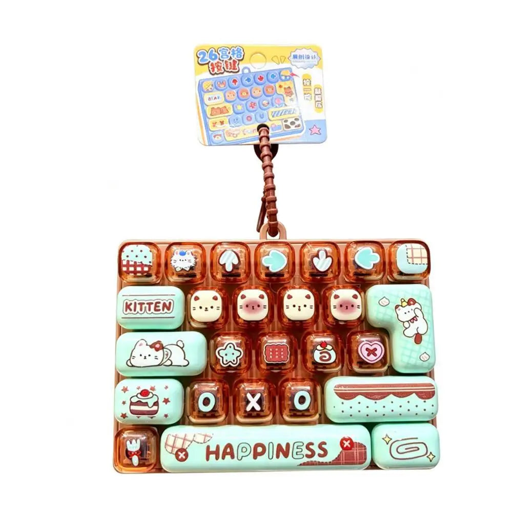 26-Key Clicker Keyboard Pendant | Fidget Keycap Backpack Charm Fidget Pendant QXL D